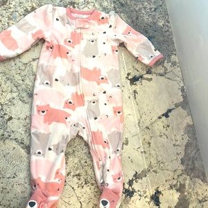 Fleece Carter’s Footie Onesie Pink Bears 6M